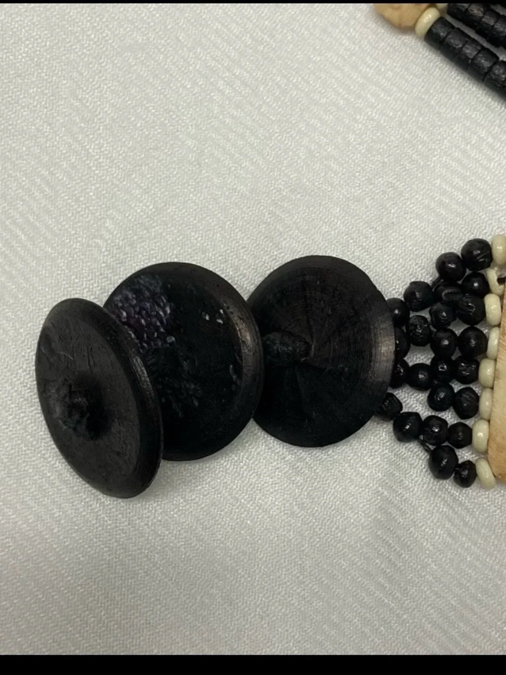 Vintage 1970s handmade bone & horn bead belt.